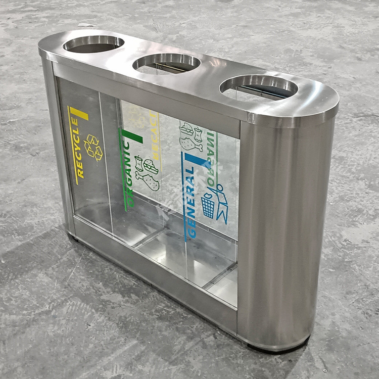 Indoor Public Area Sanitation Shopping Mall Subway Station Airport Transparent Explosion-Proof Stainless Steel Classified Trash Can Factory Custom-Made Indoor Public Area Sanitation Shopping Mall Subway Station Airport Transparent Explosion-Proof Stainless Steel Classified Trash Can Factory Custom-Made
