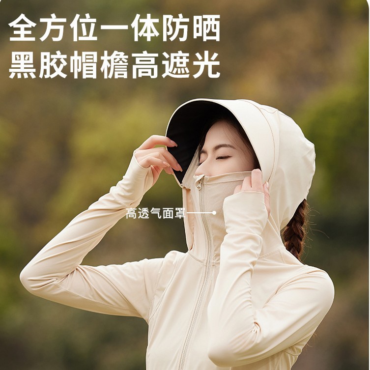 High-Density Raw Yarn Sun Protection Clothing for Women Upf100+ with Detachable Brim, Ice-Feel Uv Protection Four-Thread Six-Line Sun Protection Clothing