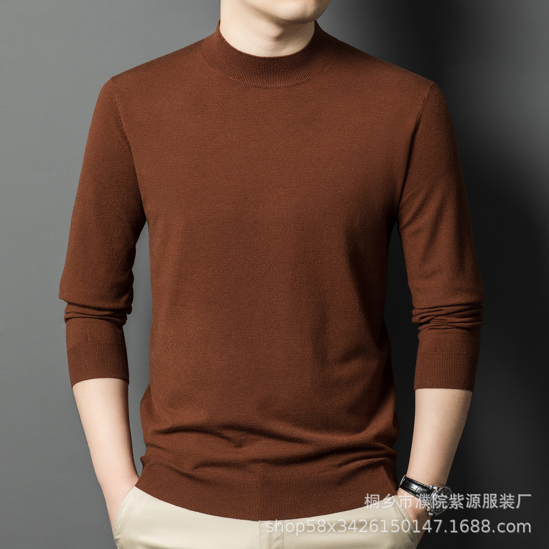 Men's solid color sweater base shirt spring and autumn new base shirt men's half turtle neck sweater a generation of hair Men's solid color sweater base shirt spring and autumn new base shirt men's half turtle neck sweater a generation of hair