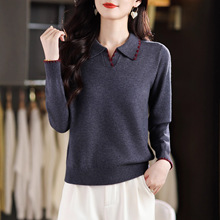 品牌秋冬新款羊毛针织衫女士长袖翻领毛衣高级感显瘦百搭亲肤上衣