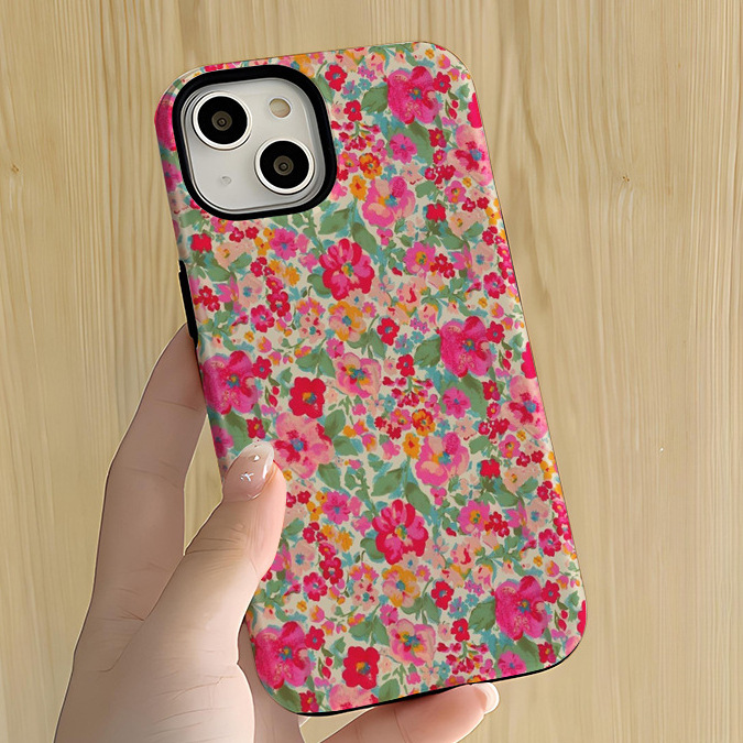 亚马逊爆款满铺花朵苹果15手机壳女iphone17promax菲林13磁吸16硬
