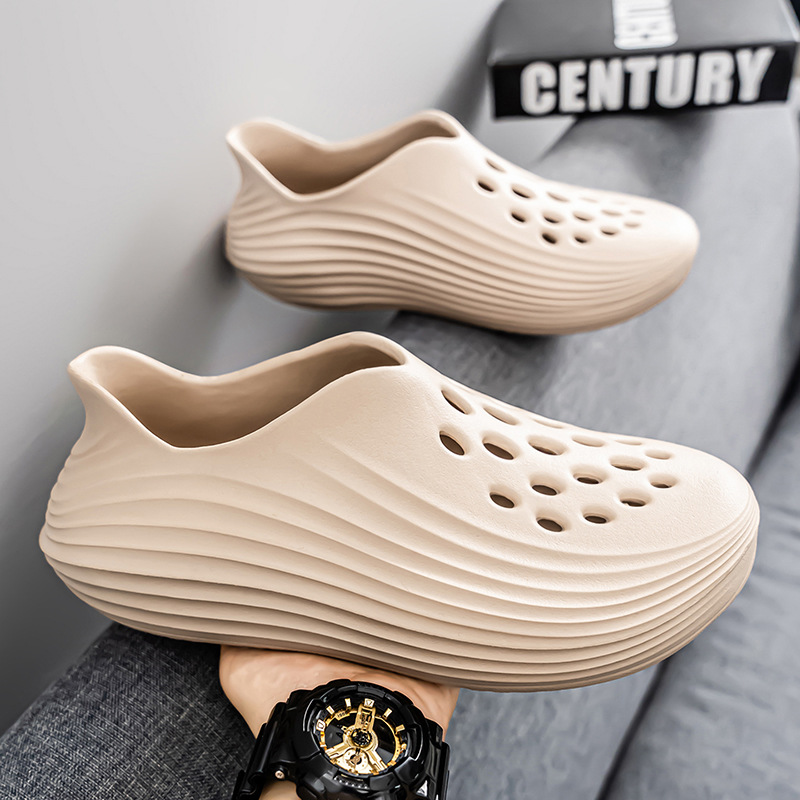 Zapatos con agujeros de coco para hombres nuevo estilo verano al aire libre vadeo Baotou bolso con tacón sandalias antideslizantes EVA pisando la mierda sandalias y zapatillas