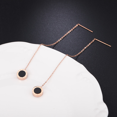 Korean Style Elegant Zircon Love Ear Line Women's New Thin and Long Butterfly Tassel Earrings Wholesale Fashion Titanium Steel Earrings