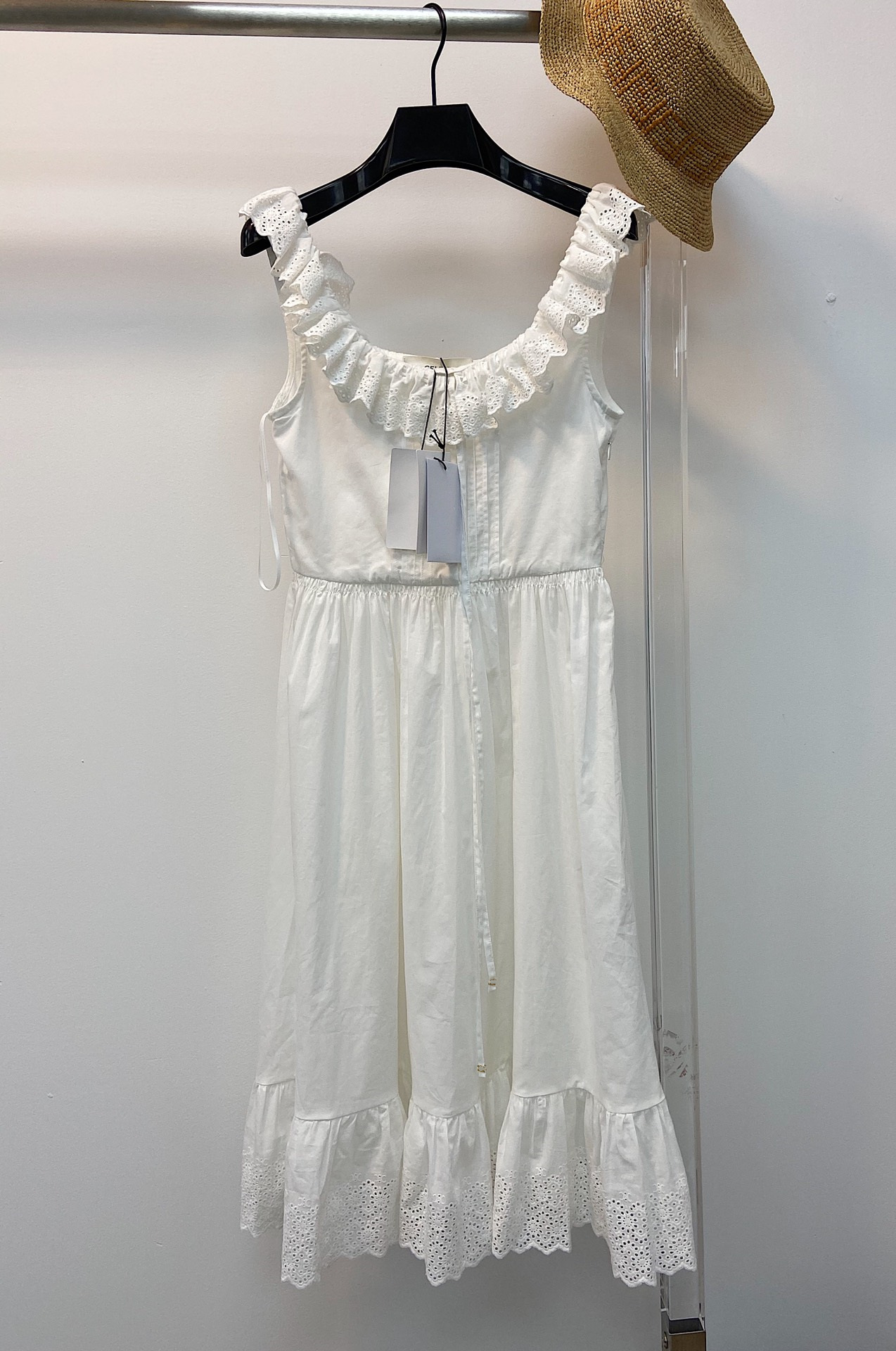 深圳南油原单工厂私渠2021精品女装批发法式一字肩薄纱棉袖连衣裙