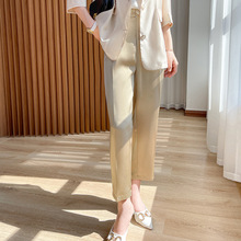 撤柜折扣2024真丝哈伦裤女休闲裤高腰缎面丝滑九分裤垂感西装裤子