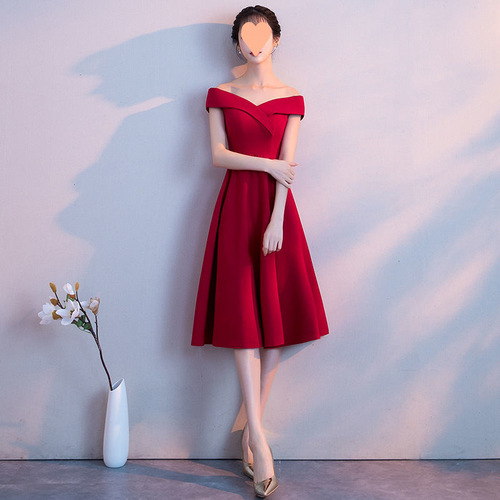 Red wedding dress for brides can be worn as evening dresses 2025 new high-end elegant dress 