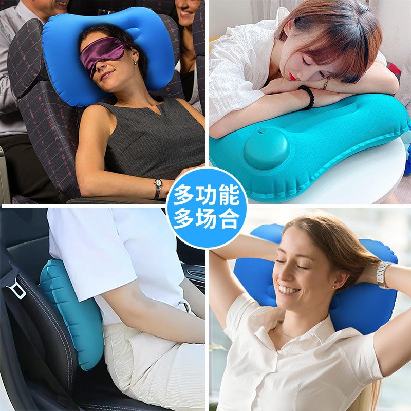 Travel neck pillow at lunchtime