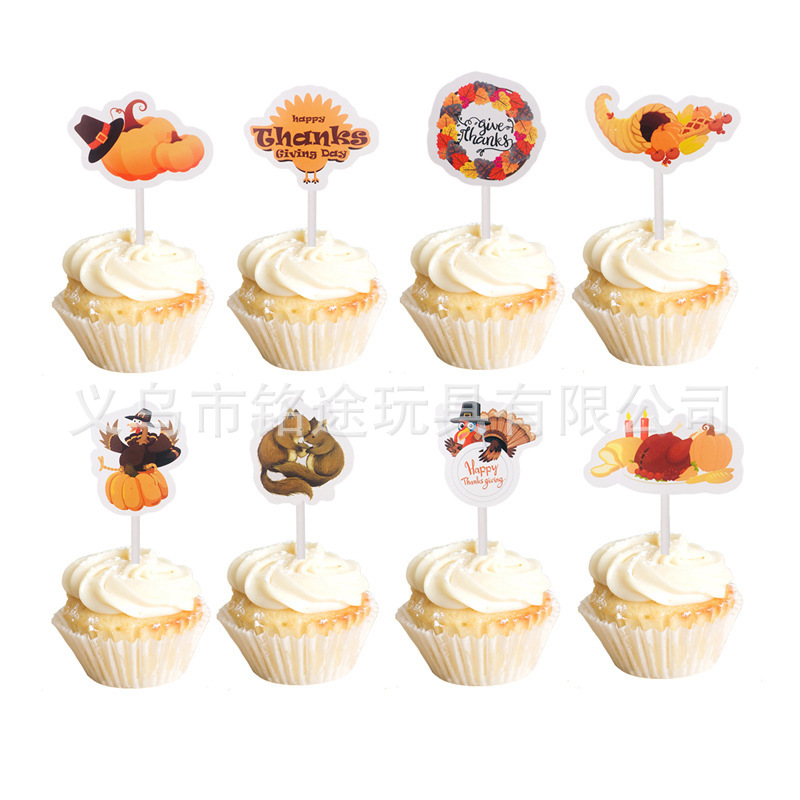 Acción de Gracias cumpleaños Turquía tarjeta pastel decoración fiesta atmósfera decoración suministros Tarjeta de inserción
