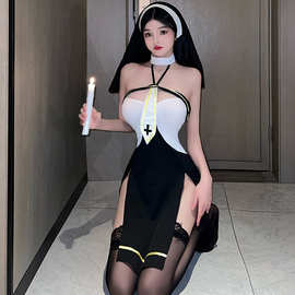 修女御姐激情趣内衣女性感尤物情侣私密房事免脱纯欲制服代发2723