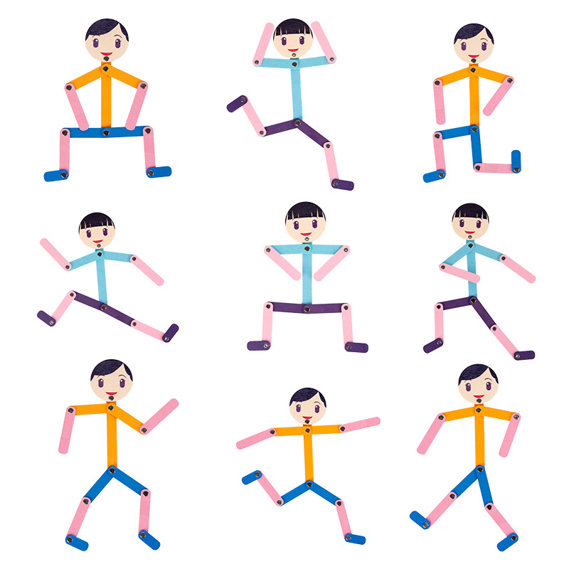 Children's Wooden Versatile Creative Sports Wooden Man Kindergarten Game Hand-Eye Coordination Training Early Education Educational Toys