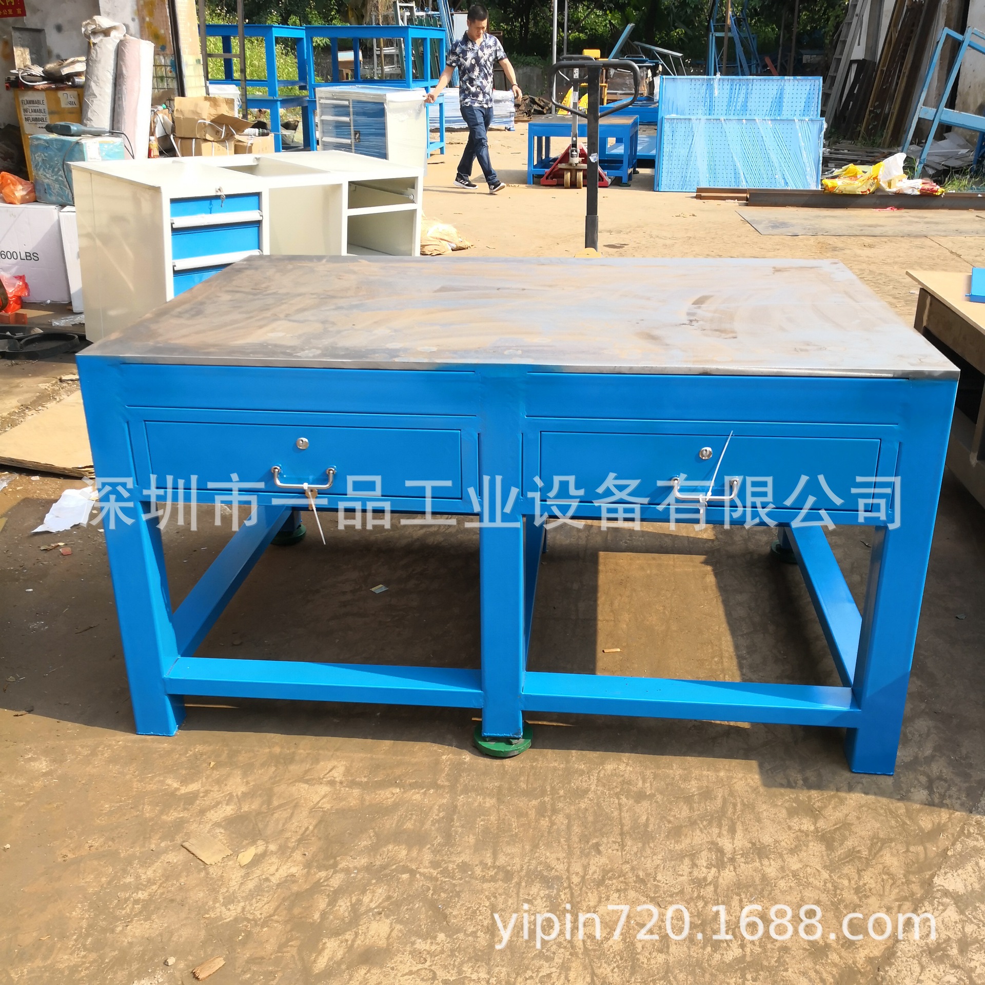 一品钳工钢板工作台组装焊接模具修理钳工台钢板工作台重型飞模桌