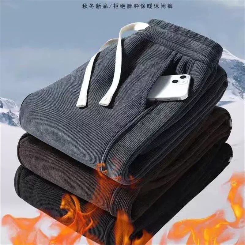 Высокое качество обновленная версия осенью и зимой вельветы длинные брюки для мужчин плюшевые толстые дикие приливные повседневные брюки
