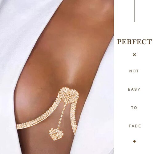 Cross-border new hot-selling accessories women's double heart pendant rhinestone chest support sexy body chain body chain