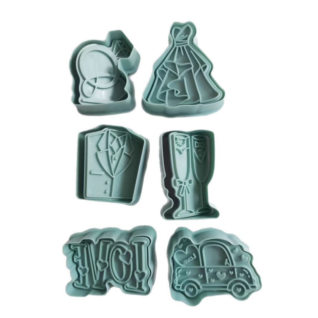 Boda Día de San Valentín Molde de galletas 3D Estereoscópico de galletas Molde de fondant Juego de moldes de postres Transfronterizo