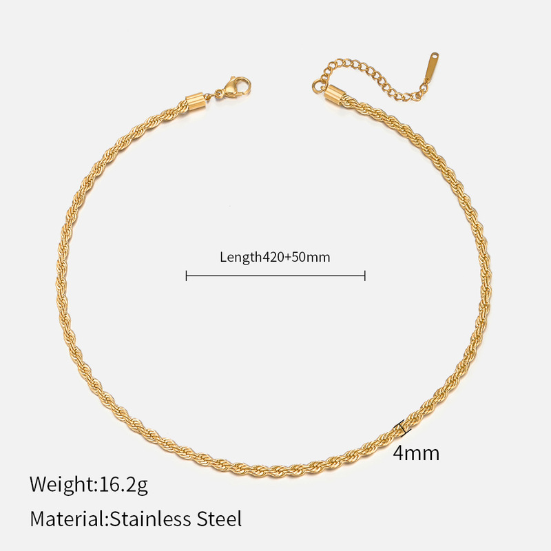 欧米ファッション新製品3mm/4mm麻花鎖ネックレス女性シンプルステンレスネックレス首鎖ジュエリー卸売り|undefined