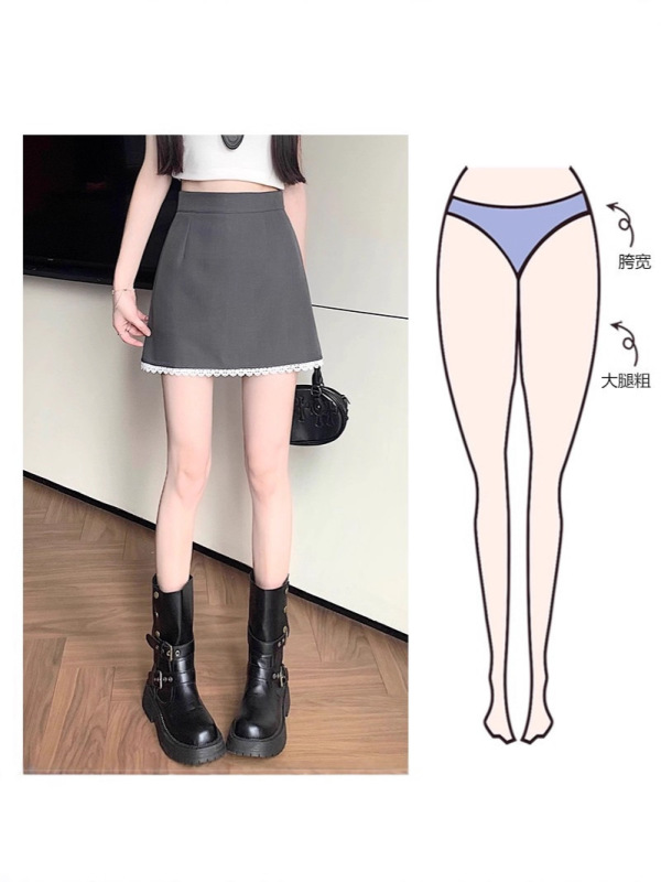 蕾丝西装半身裙女夏2025新款短裙高腰A字裙包臀裙裙子裤裙半裙潮|undefined