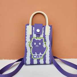 2025新款卡通手机包针织包包斜挎包包编织时尚百搭针织包包小方包