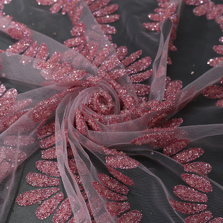 Después del proceso de tela de malla poliéster todo hilo de malla pulverizado tela de oro primavera y verano vestido de boda vestido de princesa tela de diamante
