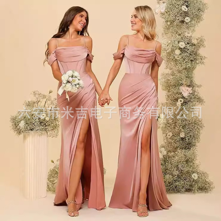 Evening Dress Women's Amazon Foreign Trade Shoulder Bridesmaid Dress Long Mermaid Tight Prom Ladies Formal Dress