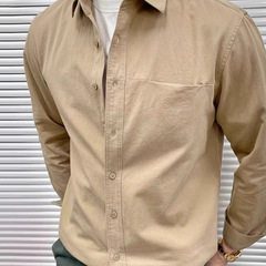 长袖衬衫男士春秋季新款商务休闲内搭通勤韩版痞帅翻领衬衣外套