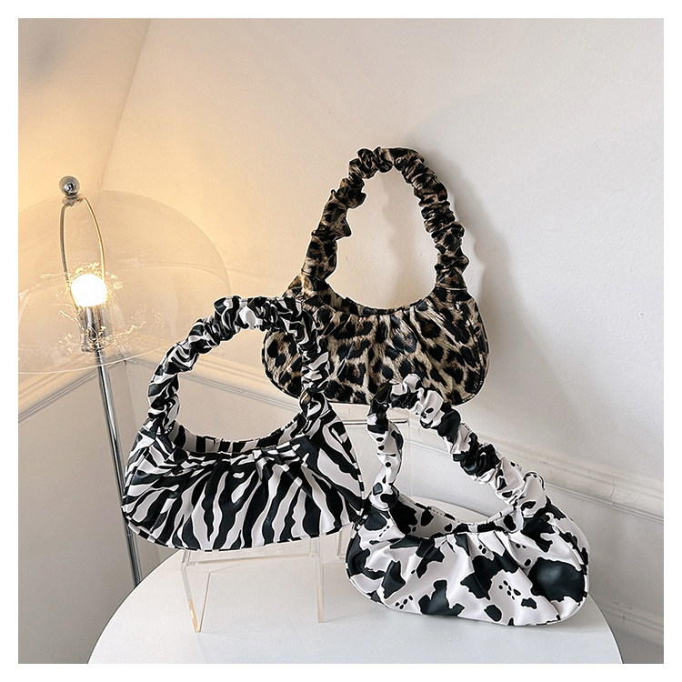 Trendy Cloud Bag 2026 New Summer Hot-Selling Shoulder Bag Cow Print Leopard Print Pleated Underarm Bag Wholesale