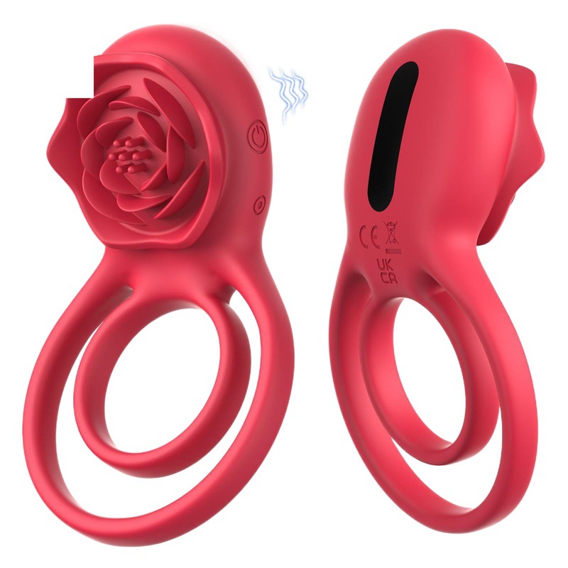 Rose APP bloqueo fino anillo de vibración de 9 frecuencias para hombres, dispositivo de masturbación impermeable silencioso, anillo de silicona de bloqueo fino, productos sexuales para adultos
