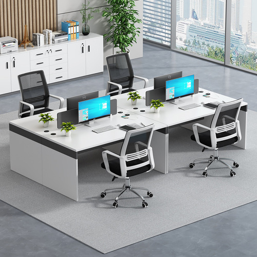 Office desk and chair set, minimalist modern three-person office desk, office financial room partition desk