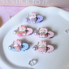 小清新女孩发夹可爱卡通KT猫头饰儿童刘海碎发边夹甜美发卡椭圆夹