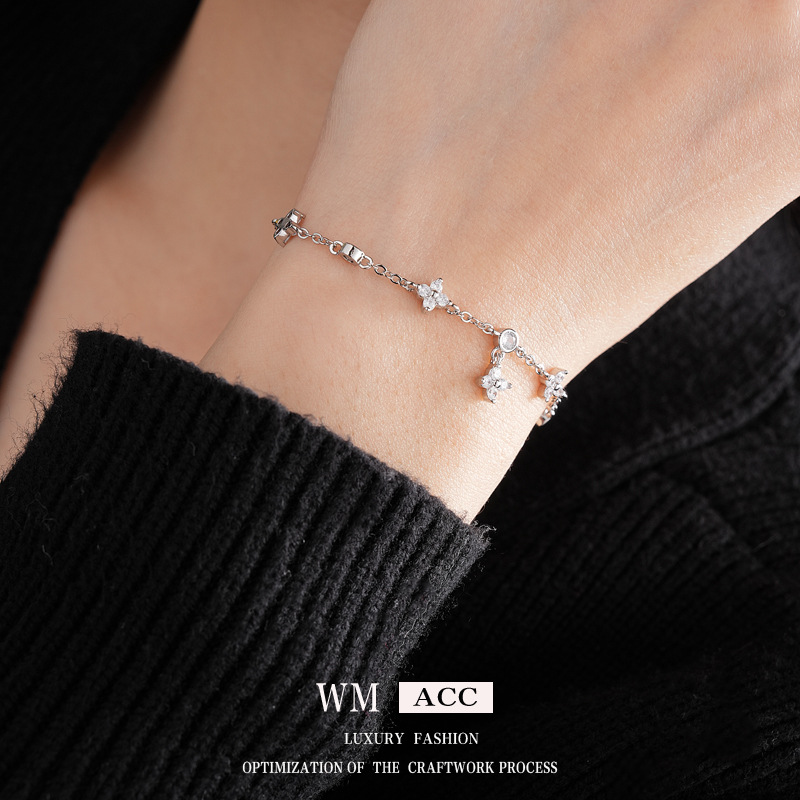 Zircon diamante pulsera de flores de moda de viaje versátil pulsera lujo ligero de alta calidad fábrica de joyas de moda