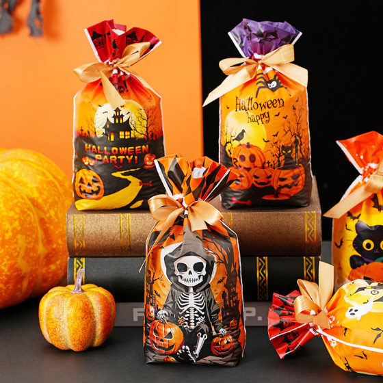2024 new Halloween candy bag rabbit ears pumpkin cat snack bag baking biscuit bag gift bag 50