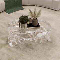 透明樹脂リビングルーム茶卓クリエイティブ芸術デザイナー用テーブル水波紋茶台水晶アクリル茶卓