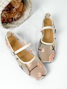 C 52915 Lace Flower Flat Shoes �ٽz�����Ь