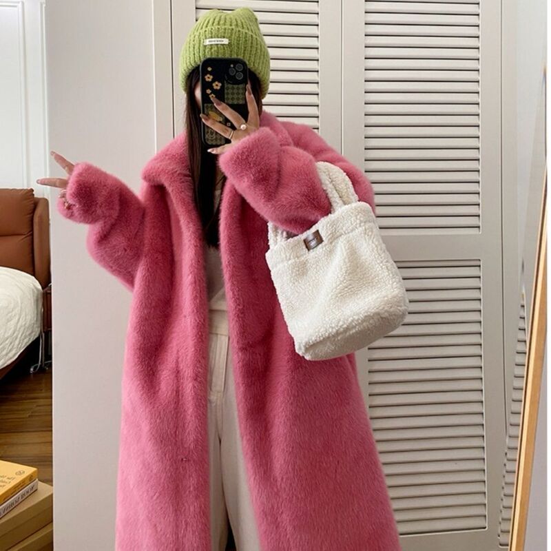 2025 Autumn and Winter Thickeneded Long Stand-Up Collar Imitation Mink Fur Thickeneded Fur Eco-Friendly Fur Outwear Women's Young Outwear