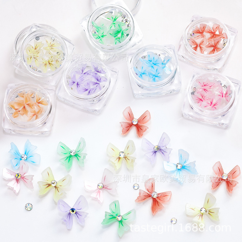 Nail Art Bow Decorations Japanese Style Three-Dimensional Ribbon Fairy Bow Resin Decorations Nail Rhinestones Nail Decorations