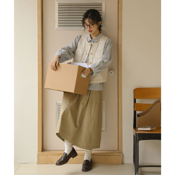 Spring Japanese retro white short vest