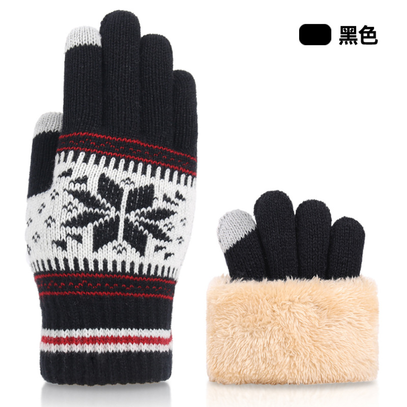 新作ニット毛糸雪の結晶タッチスクリーン手袋 男女兼用 秋冬保温卸売 クリスマスマジックグローブ 大人用|undefined