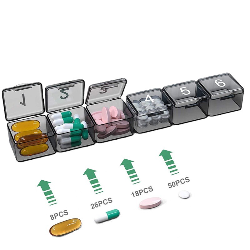 Una vez al día 30 rejillas al mes caja de la medicina gran compartimiento caja de almacenamiento squeeze abrir portátil de viaje caja de la vitamina PP