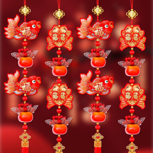 New Year decorations are persimmon Ruyi Fu and chili string decorations for Spring Festival home living room scene decorations