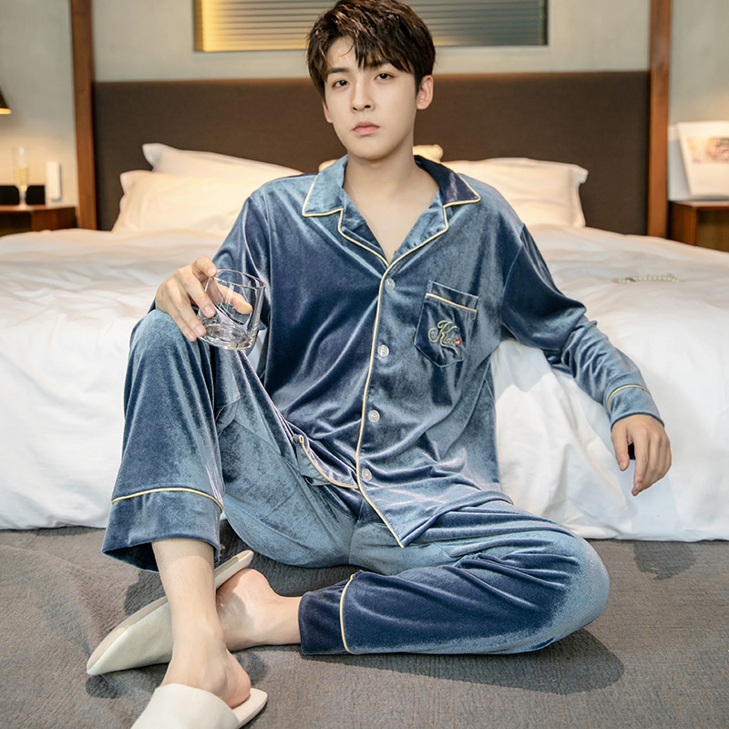 カシミヤのパジャマ女性春と秋の長袖カップルの高級感があります。