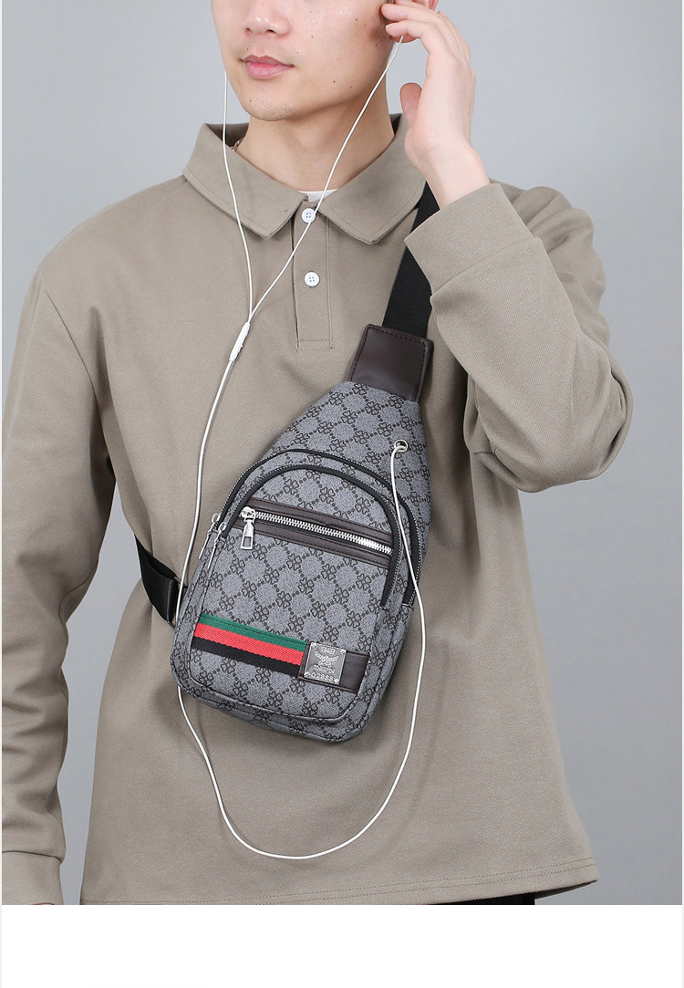 Outdoor men's chest bag, crossbody bag, travel shoulder bag, large-capacity leather bag, sports small backpack, multi-functional men's bag undefined