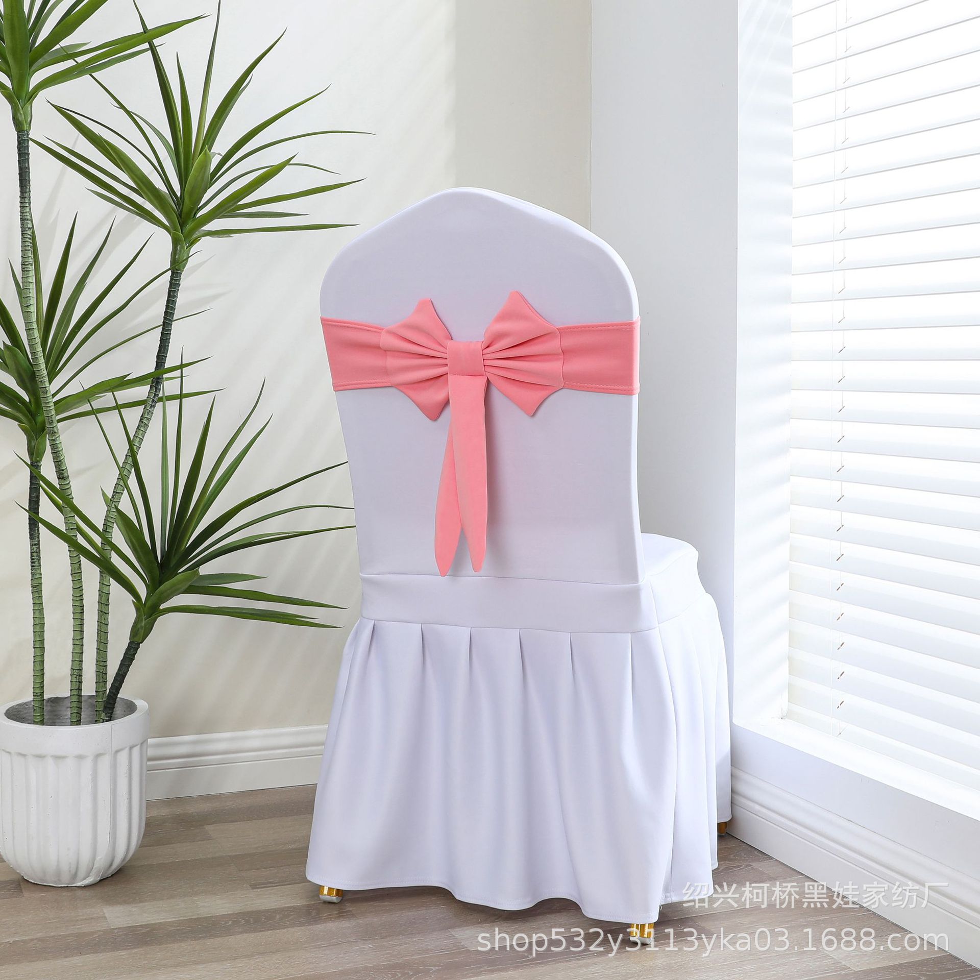 No-tie elastic chair back decoration wedding hotel chair cover bow banquet chair cover elastic chair back flower strap