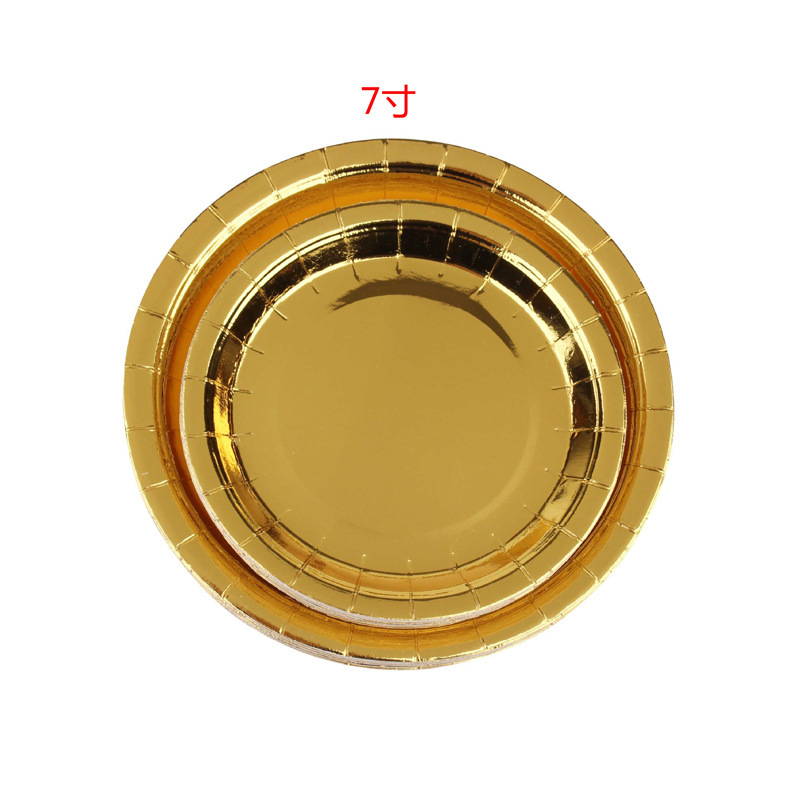 Oro bronceado desechable vajilla traje taza de papel plato de papel mantel fiesta lugar suministros decoración bronceado oro