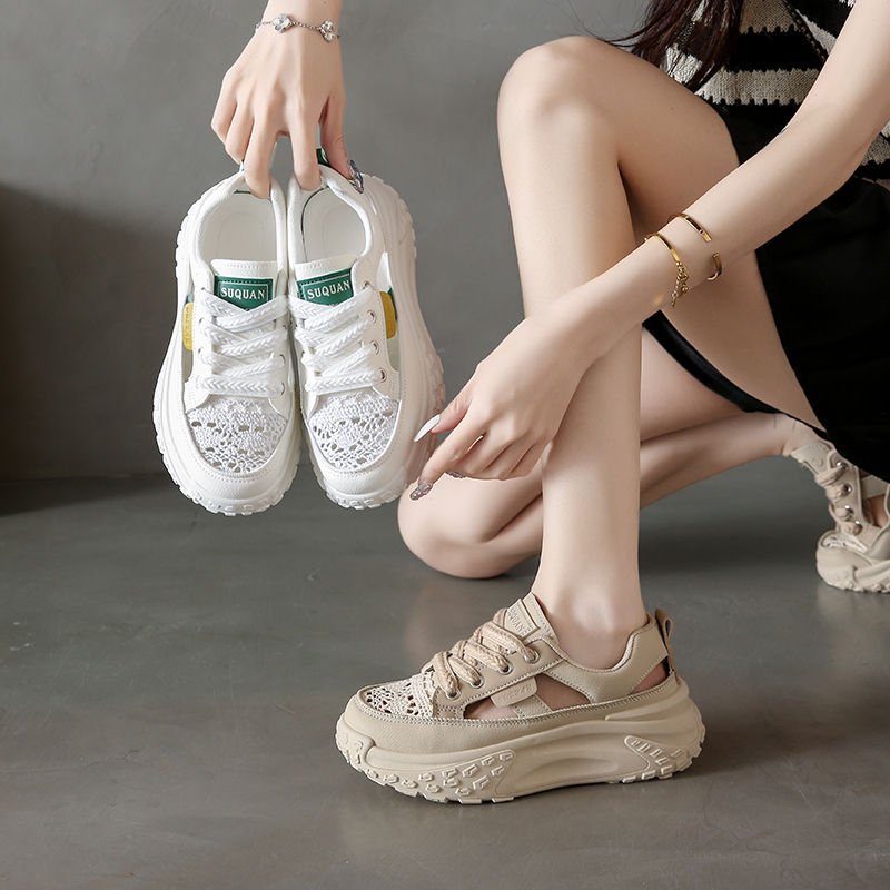 Zapatos de red de altura transpirable de suela gruesa, zapatos de verano delgados, zapatos de moda para padres, zapatos deportivos casuales de suela suave para niños