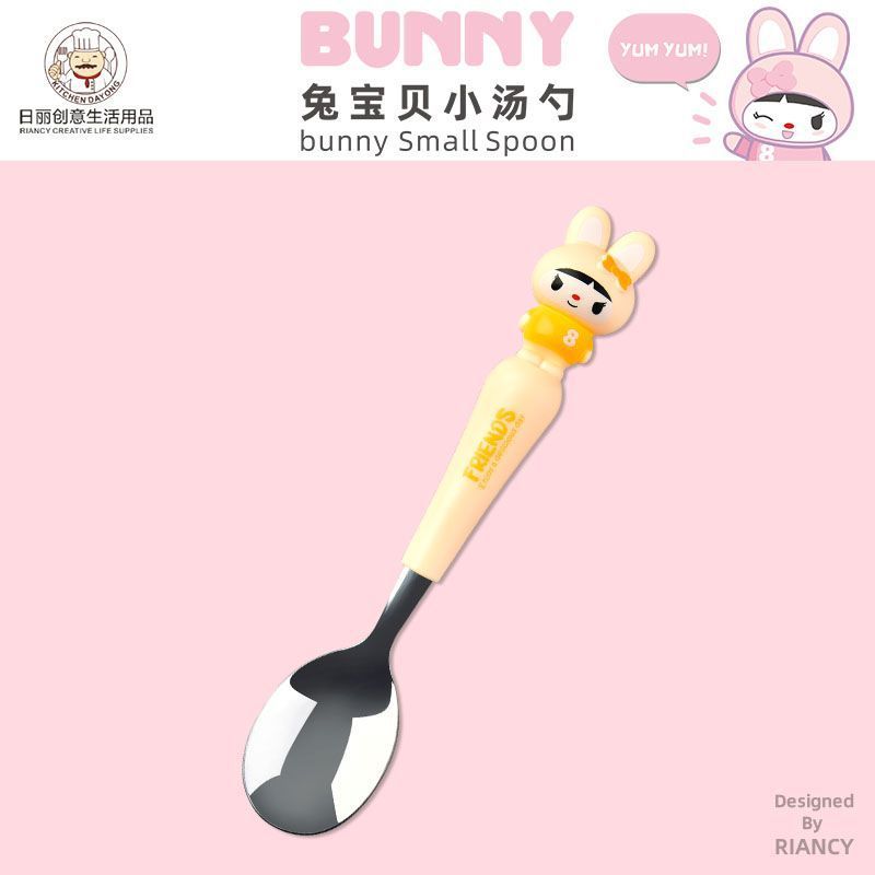 Animal encantador portátil para llevar estudiantes cucharas de comidas dormitorios escolares cucharas de cubierta de cubierta set