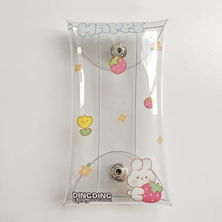 PVC透明盲盒收纳挂包 按扣可爱少女心硬币零钱包 登山扣pv