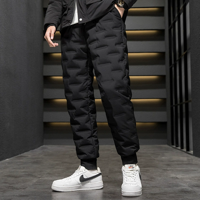 Открытый кемпинг трансграничные белые утиные бархатные брюки зимняя новая прямая