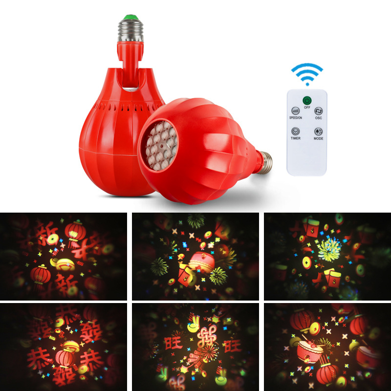 2024 nuevos productos de Año Nuevo luces de proyección de riqueza E27 cabeza de lámpara 360 ° de rotación de luces decorativas de color de Año Nuevo luces de atmósfera de riqueza