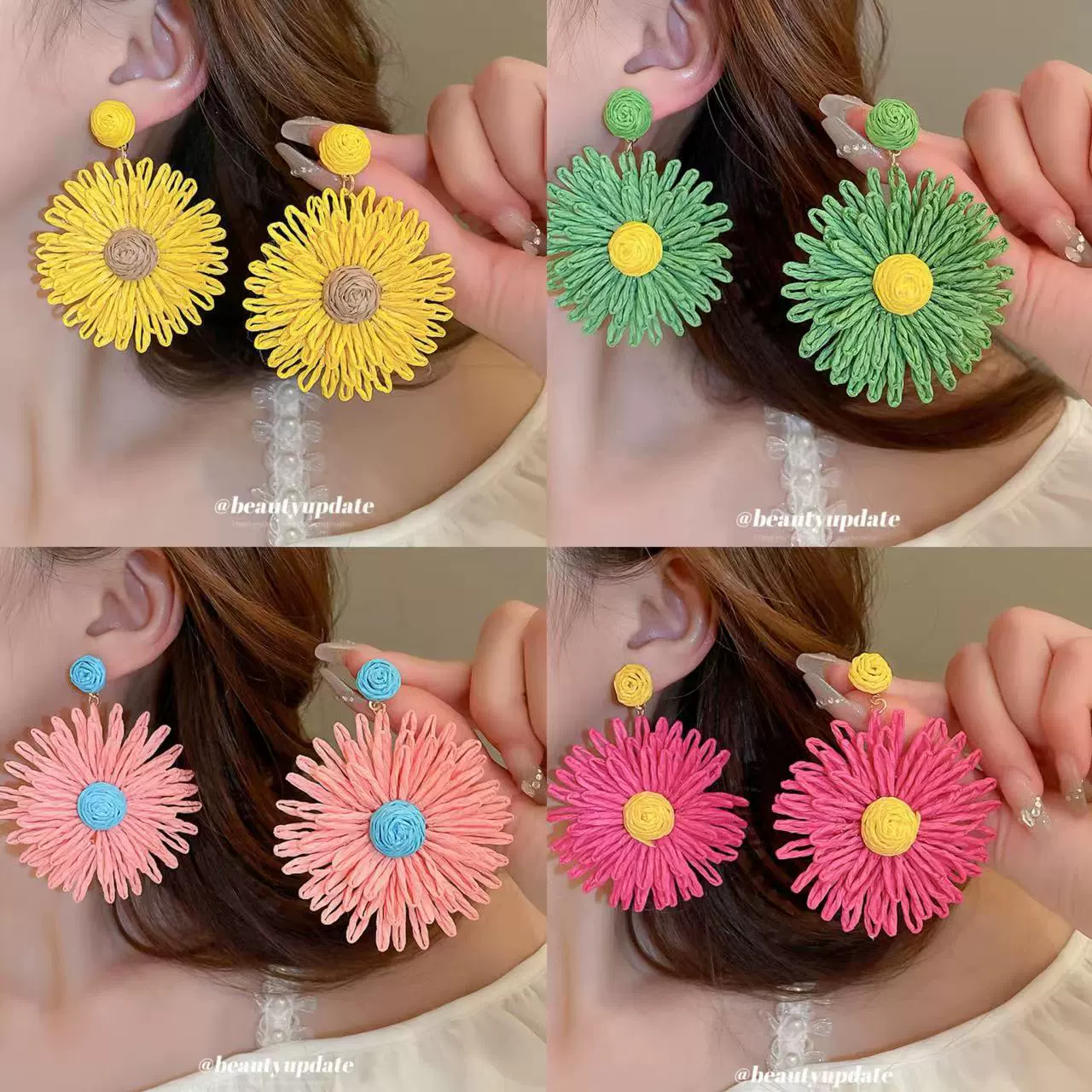 Retro fresh woven universal earrings solar-powered, boho style