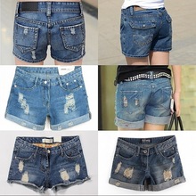 new women denim shorts jeans summer hole fashion pants跨