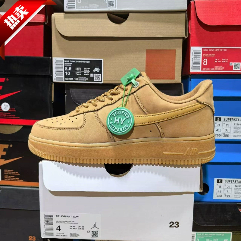 Путянская обувь Air Force № 1 пшеничная чистая говяжья кожа низкая верхняя обувь мужская обувь женская обувь осенняя и зимняя мужская летняя женская обувь